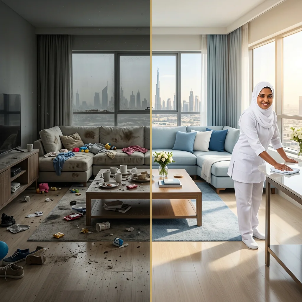 Living Room Cleaning Dubai Before and After